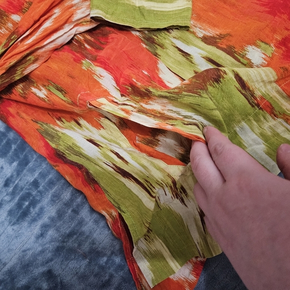 Talbots Vibrant Orange and Green Blouse with pockets! - Picture 2 of 6